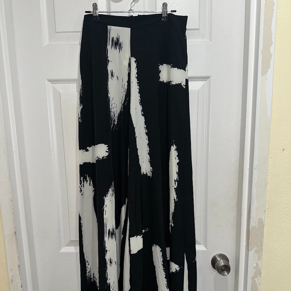 SHEIN Black & White Abstract Print Wide Leg Pants | High Waist Flowing